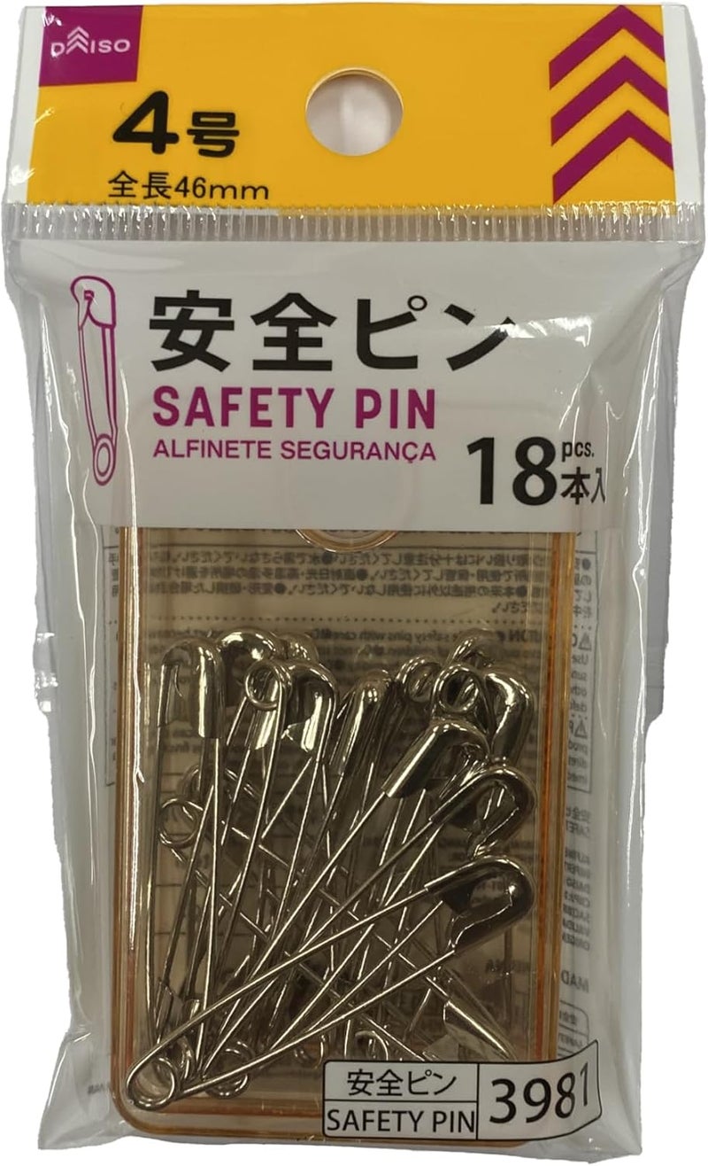 Daiso Safety Pins – Silver (18 Pcs) | Durable Metal Fasteners for Sewing and Crafting - Image 1